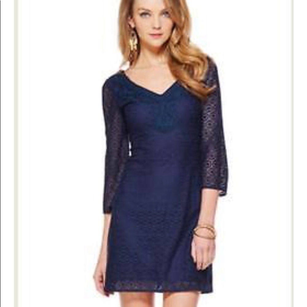 EUC Lilly Pulitzer Navy Alden Lace Tunic Dress M